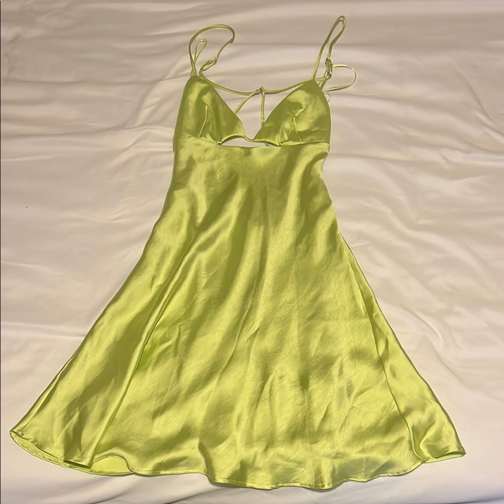 Elegant Lime Green Satin Nightgown